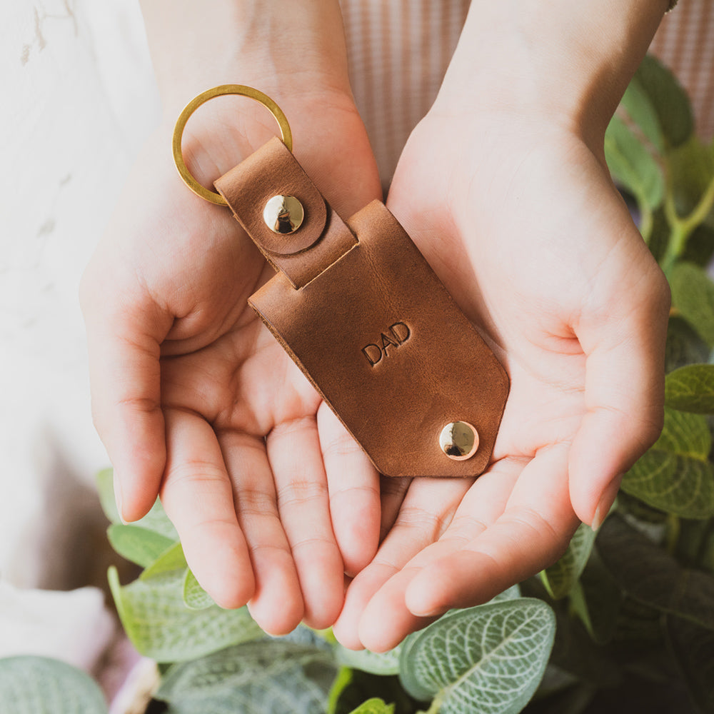 Personalised Photo & Initials Leather Keychain - Gift for Men - My Gift Stories