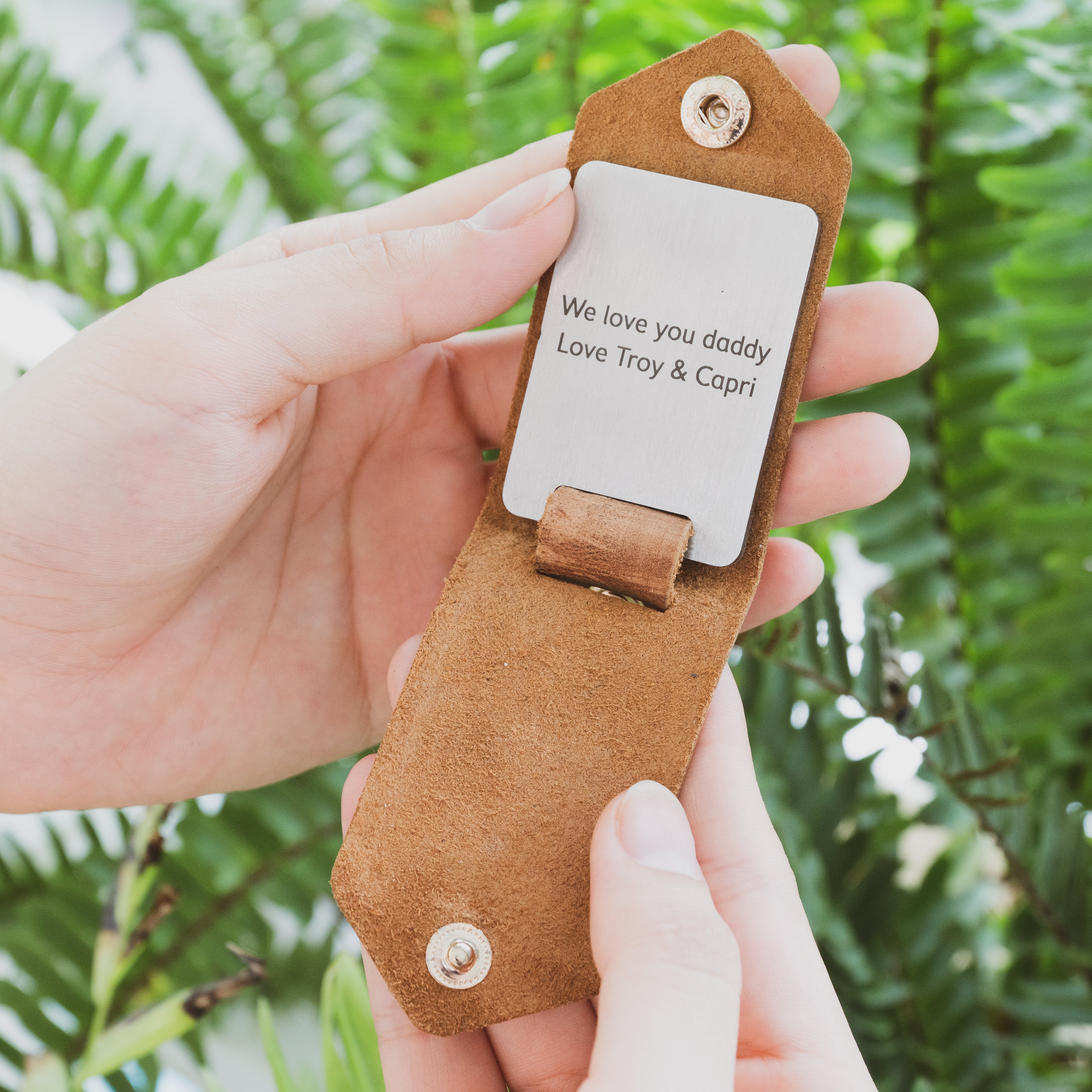 Personalised Photo & Initials Leather Keychain - Gift for Men - My Gift Stories