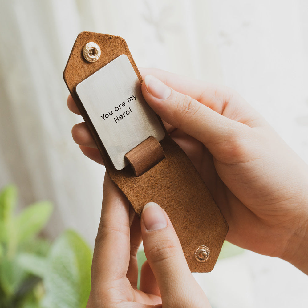 Personalised Photo & Initials Leather Keychain - Gift for Men - My Gift Stories