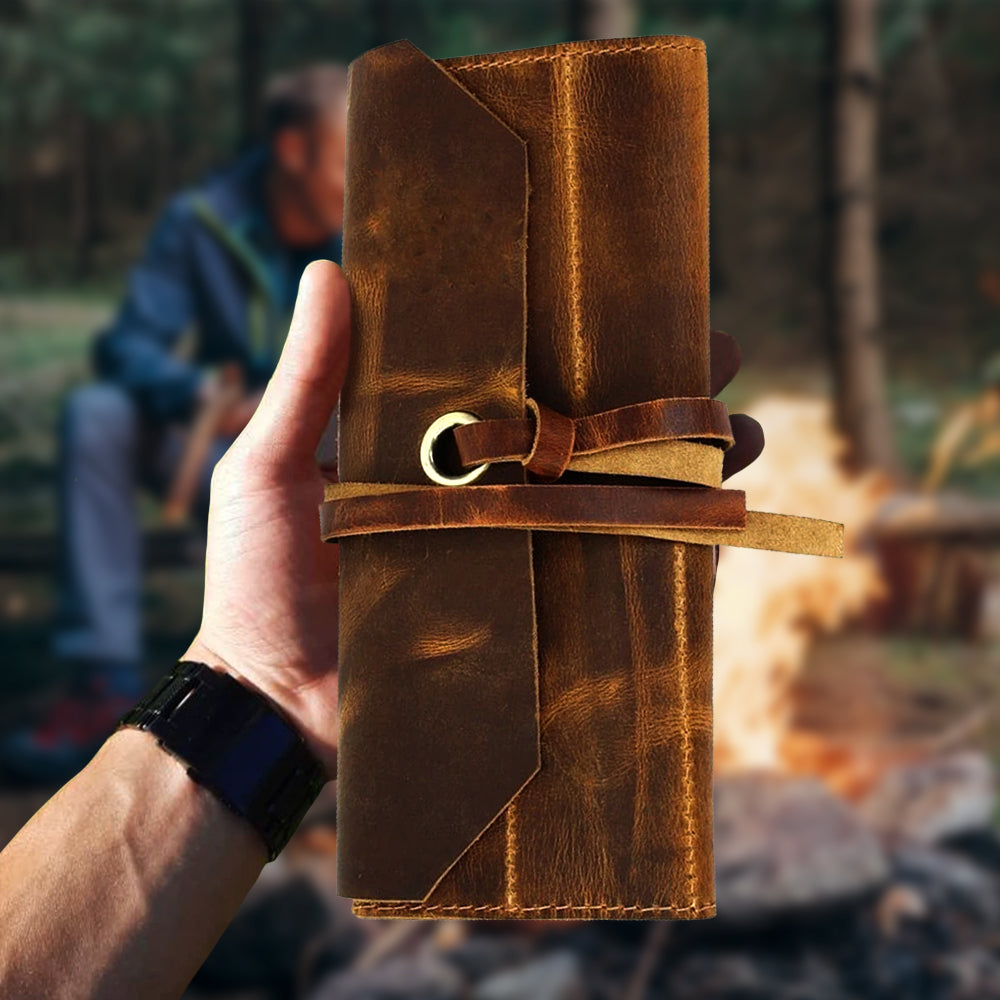 Leather Tool Roll Up Pouch, Craftsman Storage - Gifts for Men