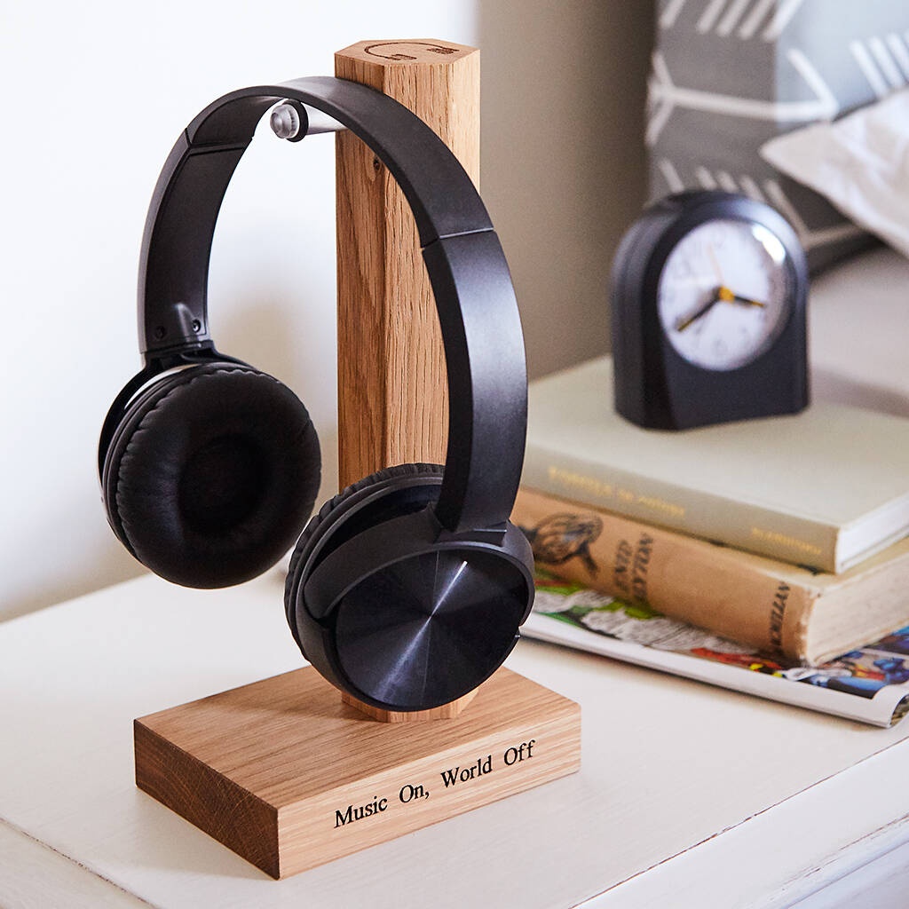 Personalised Solid Oak Headphone Stand